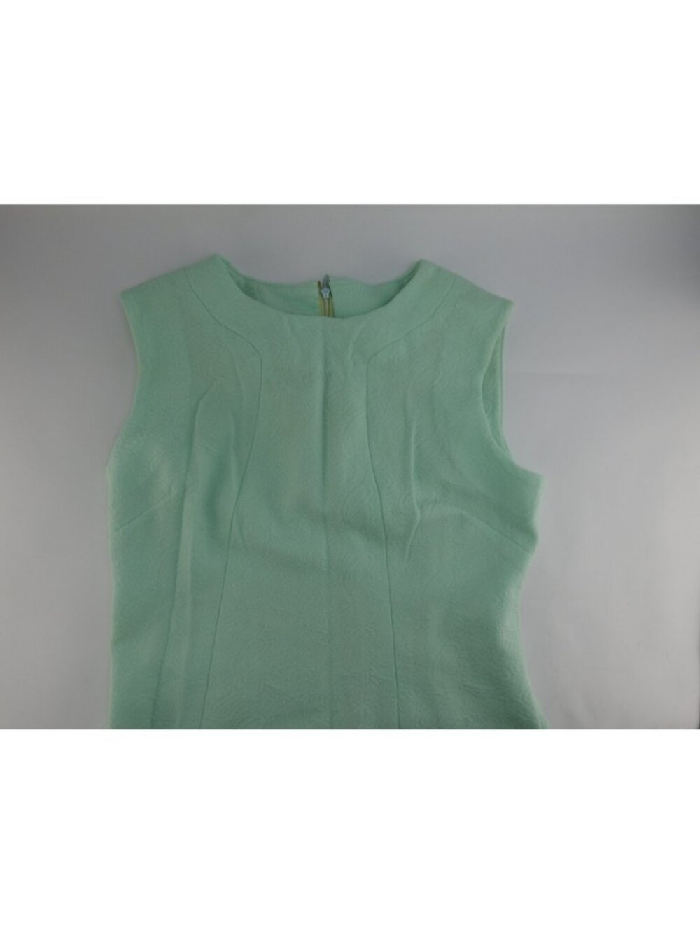 Vintage Mint Green Textured Handmade Look Shift Dress Sleeveless Mod MCM Sz M L - Picture 4 of 11